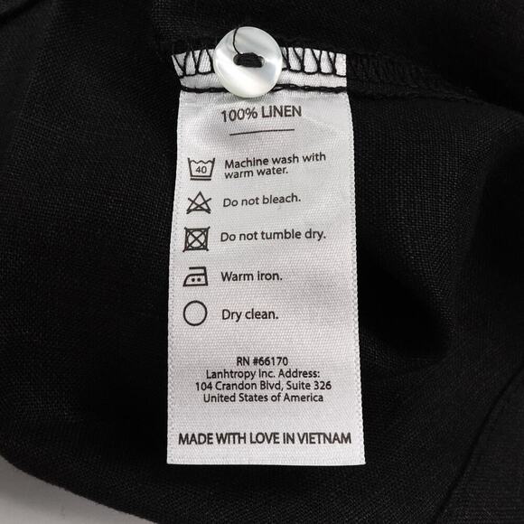 Lanhtropy Linen Shirt Womens XS Black Bubble Sleeves Oversized Langenlook - Picture 11 of 16